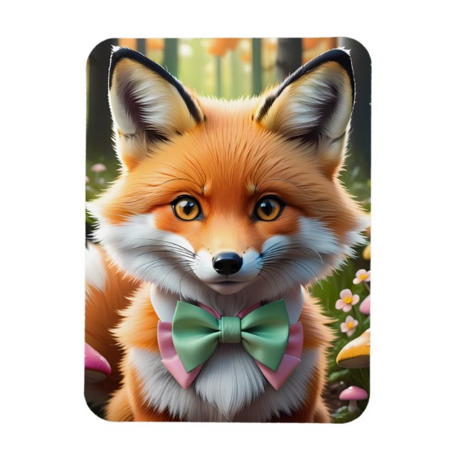 Ímã Raposa-branca com arco verde e rosa (Vertical)