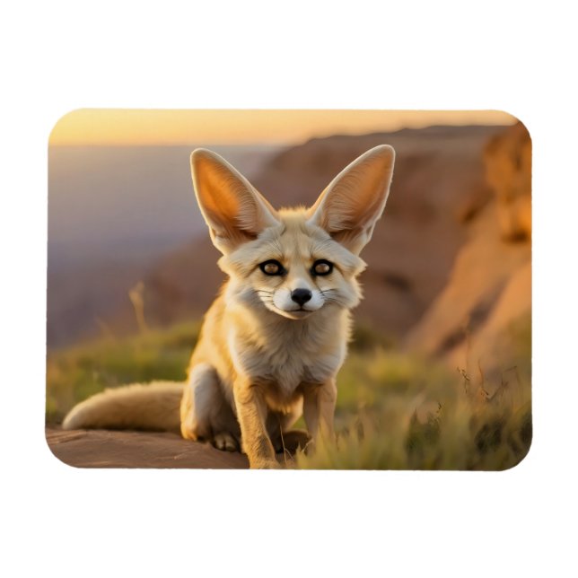 Ímã Raposa Fennec no penhasco (Horizontal)