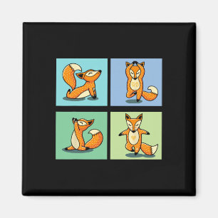 Imã Raposa Fofa Yoga Animal Meditação Zen Alongamento
