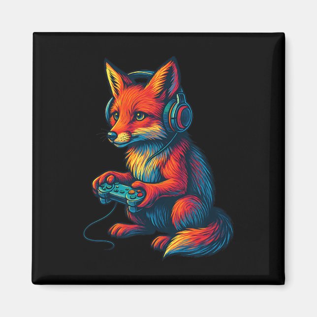 Imã Raposa Jogando Com Fones de Ouvido Vídeos Engraçad (Frente)