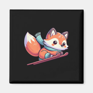 Imã Raposa Kawaii De Esqui Esportes De Inverno Diversã