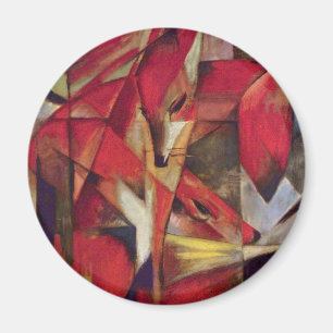 Imã Raposas por Franz Marc, Arte Cubista Abstrato Vint