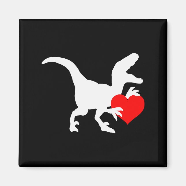 Imã Raptor Love Valentines Day Gift Dino Raptor Heart  (Frente)