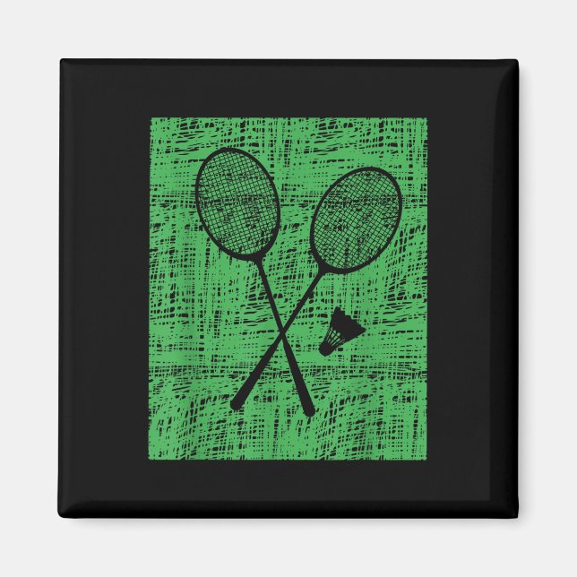 Imã Raquetes de Badminton Antigas e Peteca (Frente)