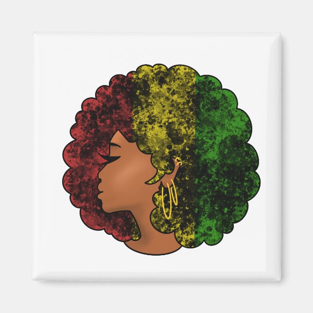 Imã Rasta negra mulher a verde-vermelha (Frente)