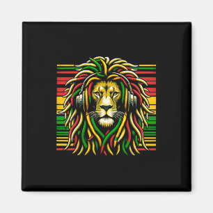 Imã Rasta Raggae Jamaica Lion Do Fone De Ouvido Sobre