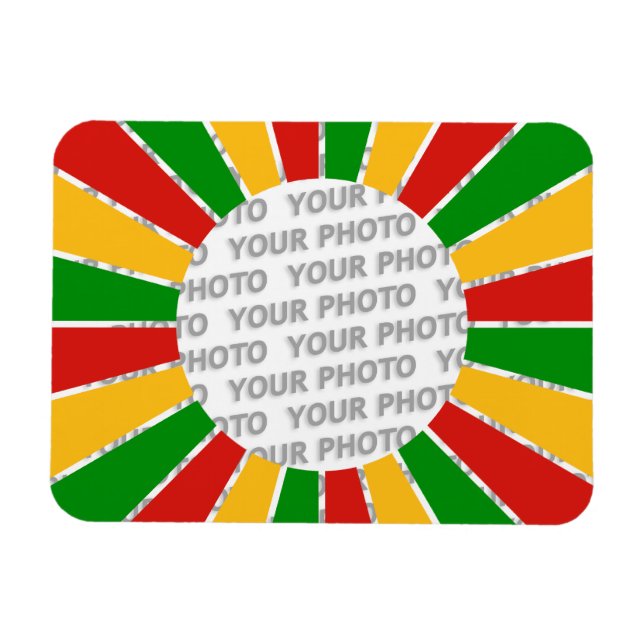Ímã RASTAFARI FLAG BUTTON RAYS + your sign or monogram (Horizontal)