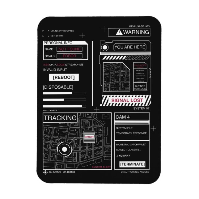 Ímã Rastreamento - Design de Streetwear Techno-Brutali (Vertical)