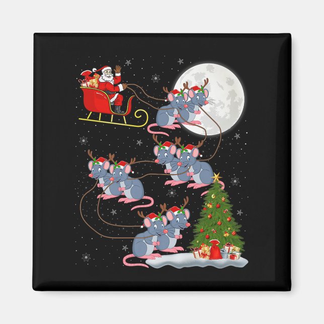 Imã Rat Rodents Santa Sleigh Flying Funny Magical Chri (Frente)