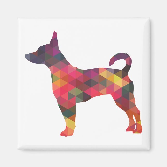Imã Rat Terrier Colorful Geométrico Pattern Silhouette (Frente)