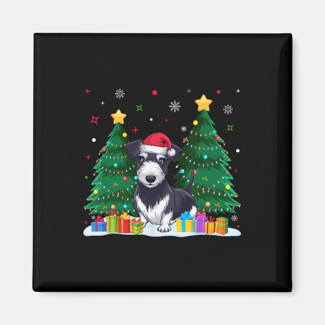 Imã Rat Terrier Dog Absorve Santa Hat Ugly Christmas S (Frente)