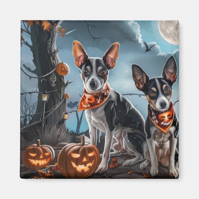 Imã Rat Terrier Halloween Spooky (Frente)