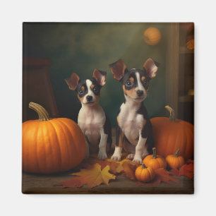 Imã Rat Terrier Puppy Autumn Delight Pumpkin