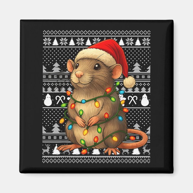 Imã Rat Ugly Christmas Santa Costume Family Xmas Women (Frente)