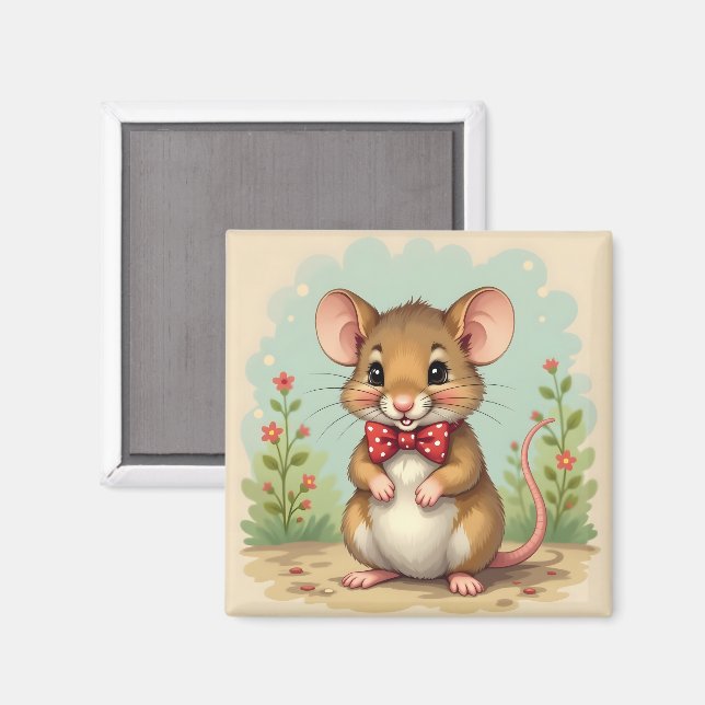 Imã Ratinho fofo e adorável com gravata (Front/Back)