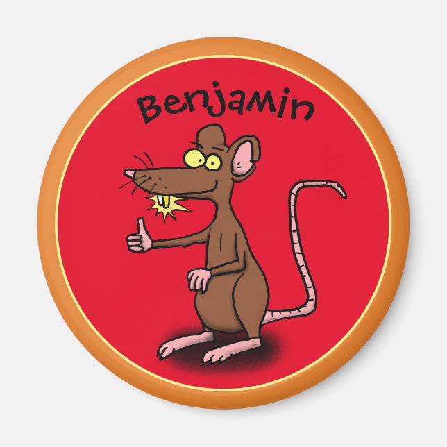 Imã Rato castanho engraçado deita um magneta de desenh (Frente)