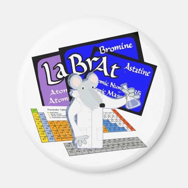 Imã Rato de laboratório com elementos da Mesa periódic (Frente)
