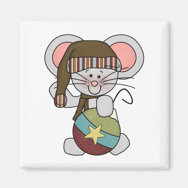 Imã Rato do Natal com ornamento (Frente)