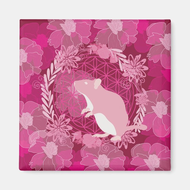 Imã rato,flor da vida, rosa, mandala,zen,chakra,padrão (Frente)