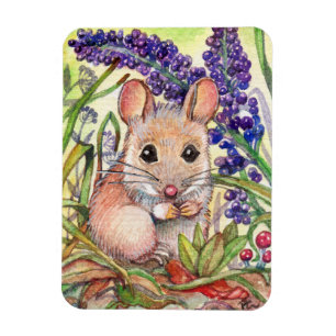 Ímã Rato Pequeno e Flores Roxas