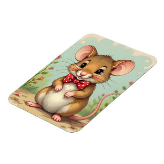 Ímã Rato pequeno fofo e adorável com gravata