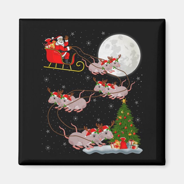 Imã Rats Santa Sleigh Flying Funny Magical Christmas P (Frente)