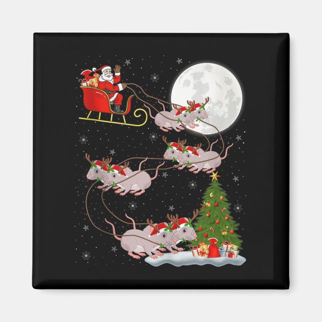 Imã Rats Santa Sleigh Flying Funny Magical Christmas T (Frente)