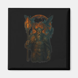 Imã Raven Viking Halloween Design Norse Sorcerer Moon