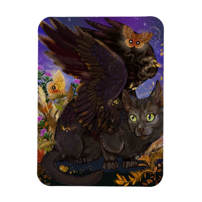 Ímã Raven Winged Autumn Magic Cat (Vertical)