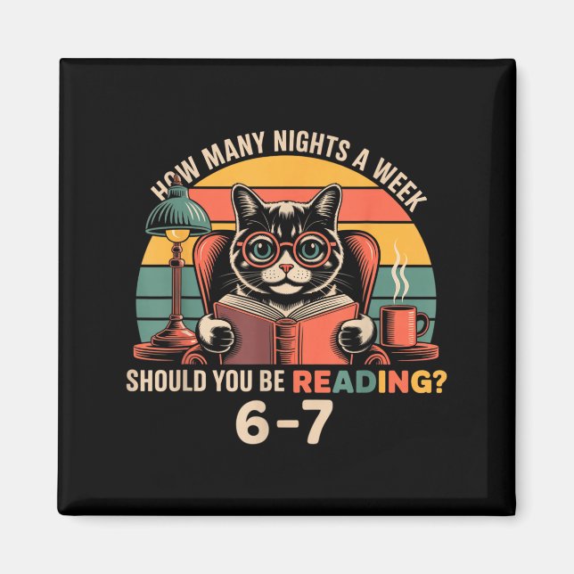 Imã Reading 67 Meme Englieacher In Funny 67 Retro Cat  (Frente)