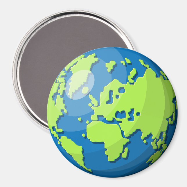 Imã Realistic 3D Globe Design Earth Planet Art (Front/Back)