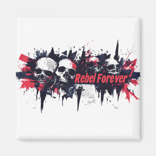 Imã "Rebel Forever" - Design de Gráfico do Crânio Edga