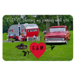 Ímã Reboque de Vintage Camper e Dia de os namorados de
