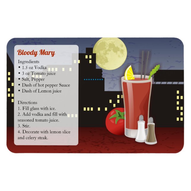 Ímã Receita Bloody Mary Cocktail (Horizontal)