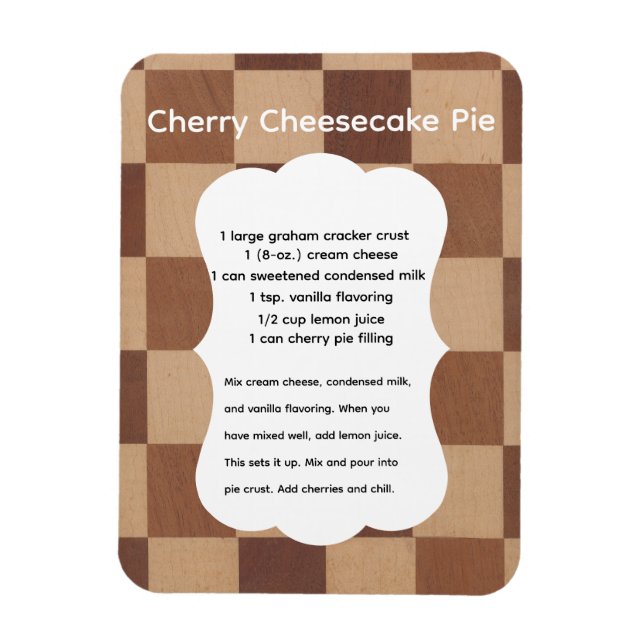 Ímã Receita de Cheesecake de Cereja (Vertical)
