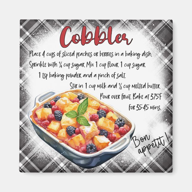 Imã Receita de Cobbler de Frutas (Frente)