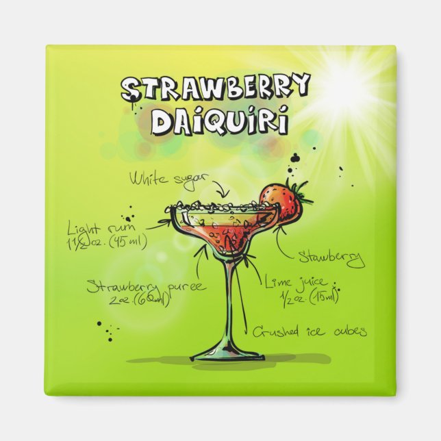 Imã Receita de Cocktail de Aquarela (Frente)