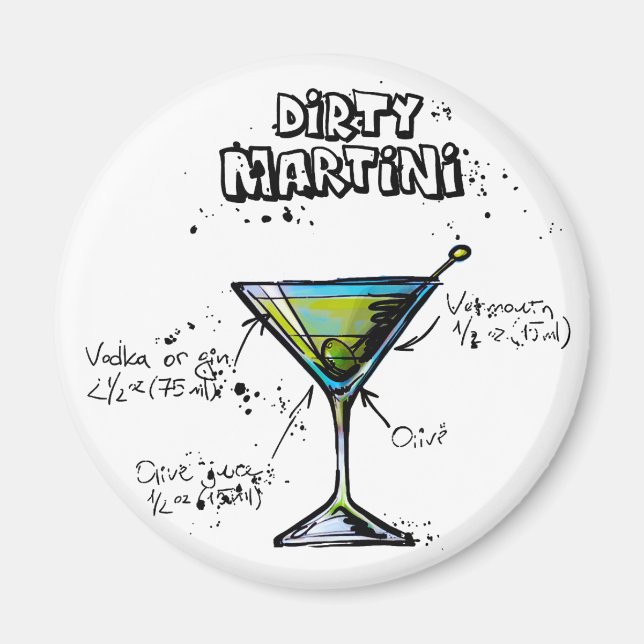 Imã Receita de Cocktail Dirty Martini (Frente)
