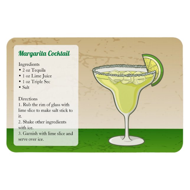 Ímã Receita de Cocktail Margarita (Horizontal)