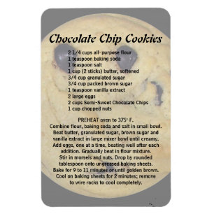 Ímã Receita de Cookie Chip Chocolate