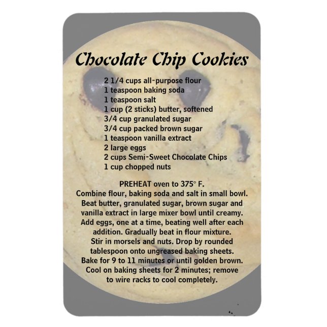 Ímã Receita de Cookie Chip Chocolate (Vertical)