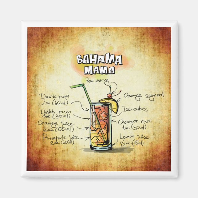 Imã Receita de coquetel Bahama (Frente)