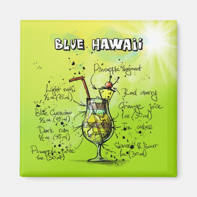 Imã Receita de coquetel tropical do bar (Frente)