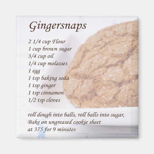 Imã Receita de Gingersnaps (Frente)