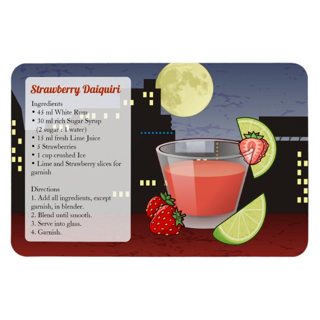 Ímã Receita de Strawberry Daiquiri (Horizontal)