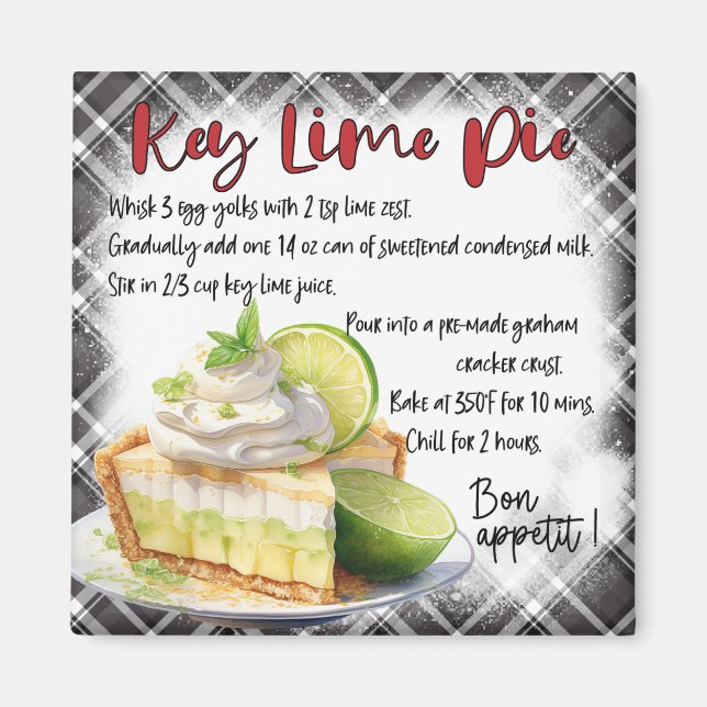 Imã Receita de Torta de Limão Key (Frente)
