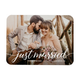 Ímã Recem casados Script Overlay Foto de casamento