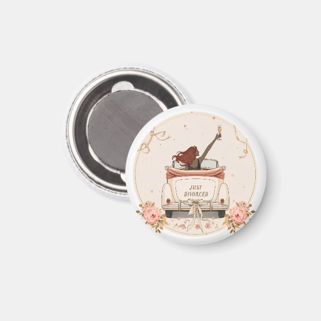Imã Recém-Divorciada em Floral Elegante Ímã (Front/Back)