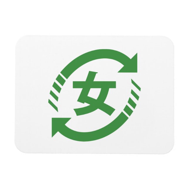 Ímã Reciclar Japonês Girls | Símbolo Kanji Nihongo (Horizontal)