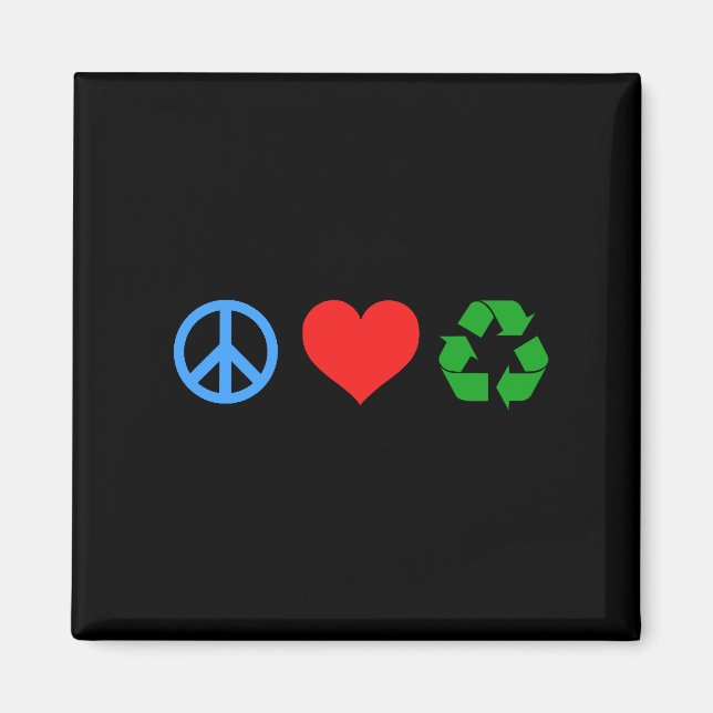 Imã Reciclar Peace Love (Frente)